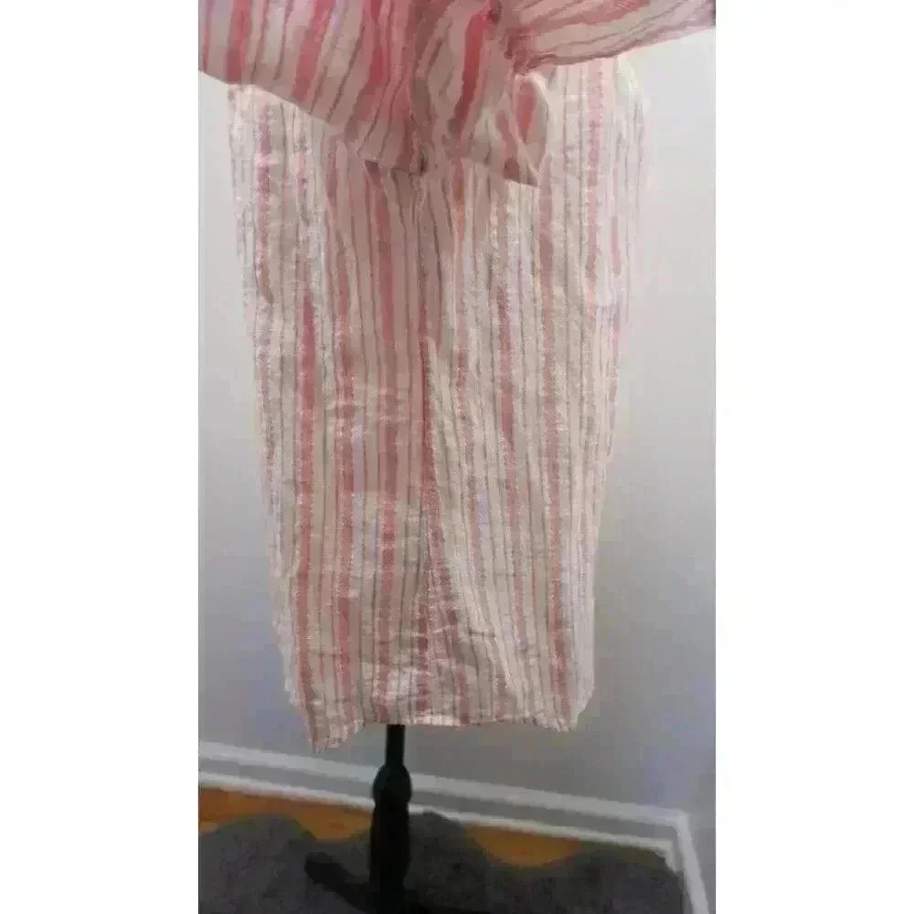 Emily D Women’s Striped Lurex Blouse with Fluted Sleeves (Size M) - Picture 12 of 14
